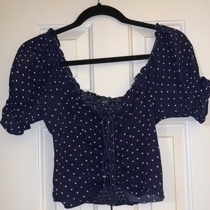 American eagle cap sleeve corset top- polka dots